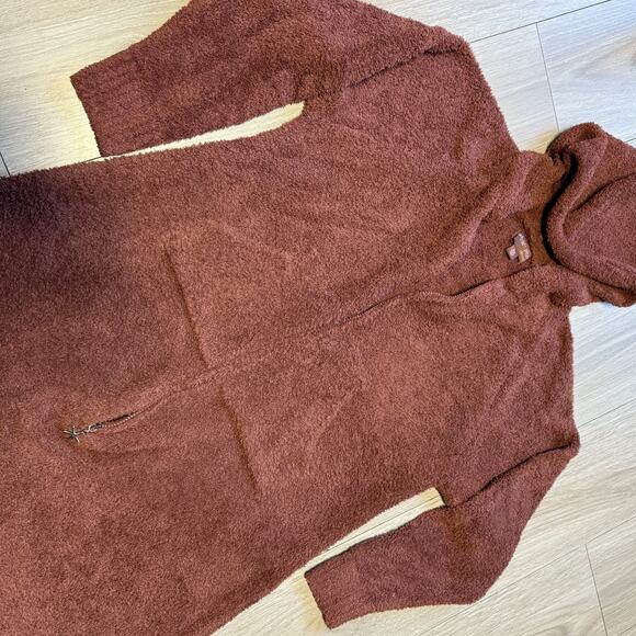 Barefoot Dreams S/M CozyChic Zip Hooded Lounger Robe Brown Soft Cozy - Picture 10 of 16